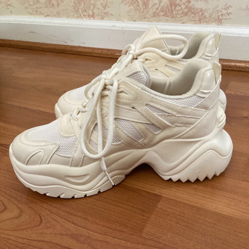 Cream colored chunky sneakers